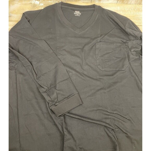 Haband Men’s Black Size 3X Long Sleeve V Neck T-shirt With Pocket NEW - Picture 1 of 7